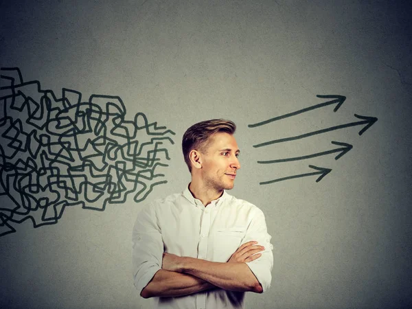 Side profile young man looking at his side getting his thought together — Stock Photo, Image