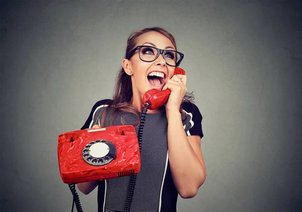 Laughing happy woman on the phone — Stock Photo, Image