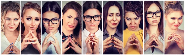 Colagem de um astuto, mulheres conspirando conspirando algo . — Fotografia de Stock