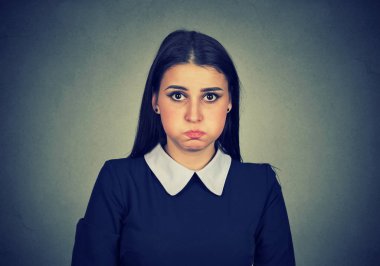 Woman looking childish while being upset clipart