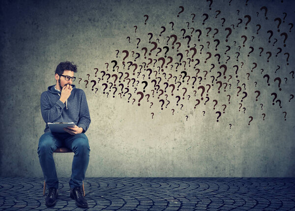 Anxious with resume anticipating interview, having plenty of questions 