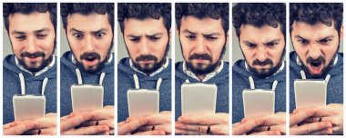 bir akıllı telefon kullanan ifade genç adam