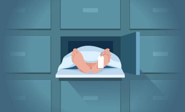 Vector of a dead man in the hospital morgue clipart