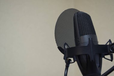 Yoğunlaştırıcı mikrofon ve pop koruması.