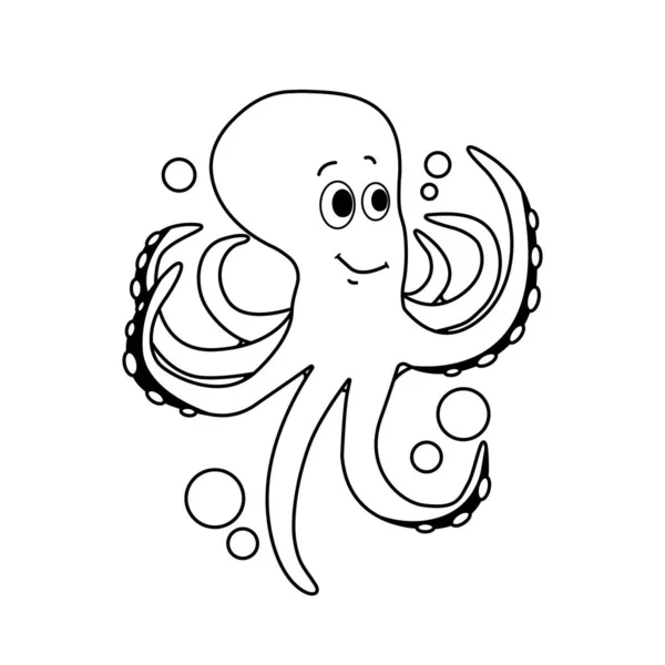 Chobotnice, roztomilá mořská zvěř. Omalovánky pro děti. Vektorová ilustrace EPS 10. Stock Vektory