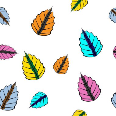 Beyaz arkaplan ile renksiz yaprak deseni