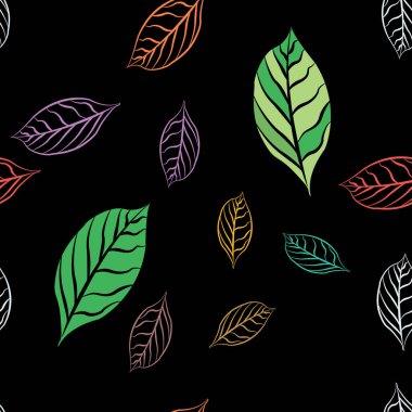 Renkli güzel yaprak botanik desensiz beyaz arkaplan