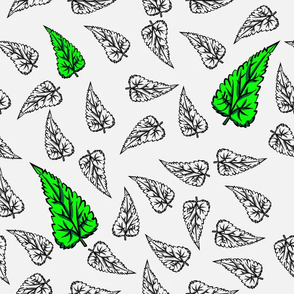 Anomalie Feuille Nature Modèle Sans Couture Avec Couleur Verte Style — Image vectorielle