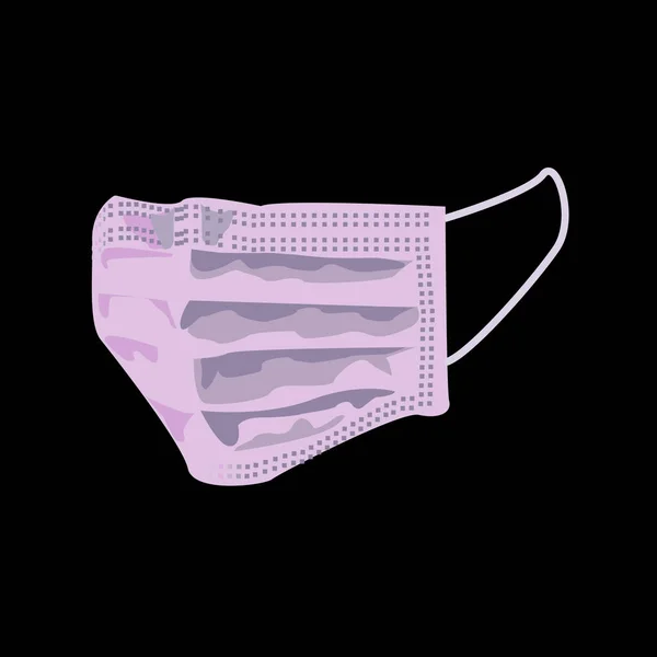 Medizinische Maske Verschmutzung Chirurgische Grippe Corona Virus Vektor Illustration Rosa — Stockvektor