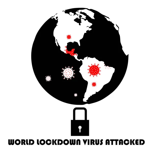 Hangslot Wereld Pandemie Virus Corona Lockdown Vector — Stockvector
