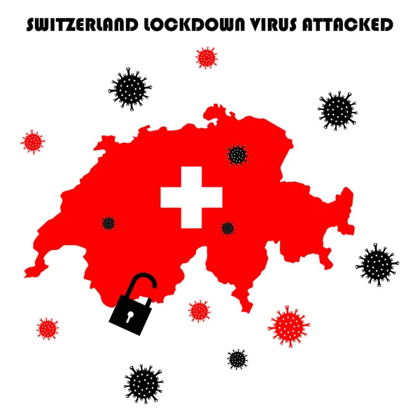 Virus Corona Disaster Attacked Country Switzerland Illustration — Stock Vector