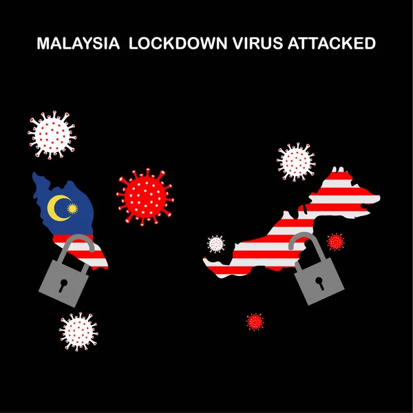 Pandemisch Virus Corona Ramp Aangevallen Land Malaysia Illustratie — Stockvector