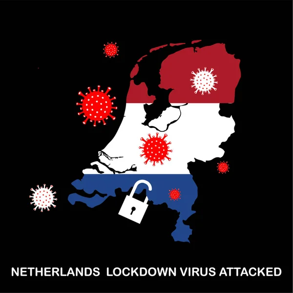 Pandemic Virus Corona Disaster Attacked Country Netherlands Illustration — Stock Vector