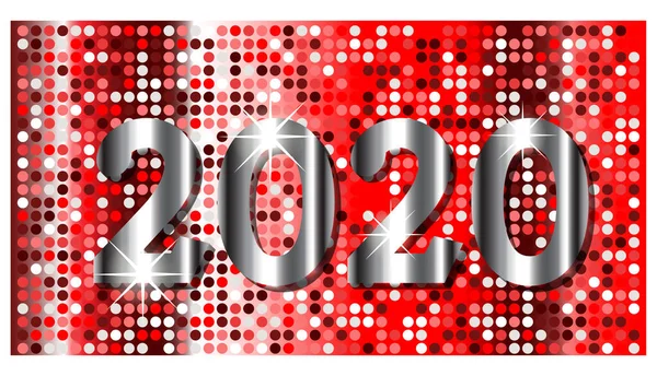 Rojo Brillante Feliz Año Nuevo 2020 Diseño Fondo — Vector de stock