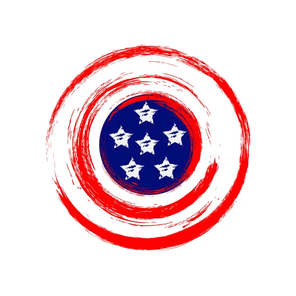 Sköld Amerikanskt Röd Cirkel Med Fem Vita Stjärna Som Flagga — Stock vektor