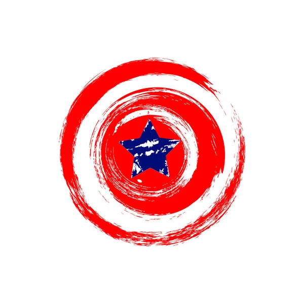 Ilustracja Tarczy Amerykanina Czerwony Okrąg Niebieską Gwiazdą Jak Flaga Ameryka — Wektor stockowy