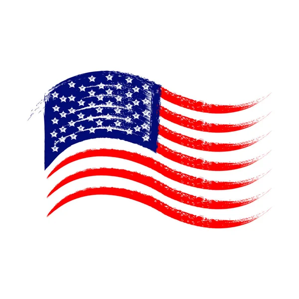 America Flag Wave Grunge Style Vector Illustration — Stock Vector