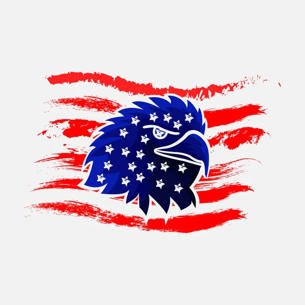 Flaga Ameryka Dzikim Niebieskim Orłem Białą Gwiazdą Środku Głowa Ptaka — Wektor stockowy