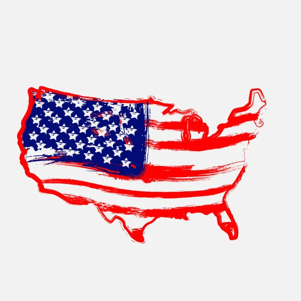 Vektor Illustration Kontinenten Karta Amerikansk Med Amerikansk Flagga Inuti — Stock vektor