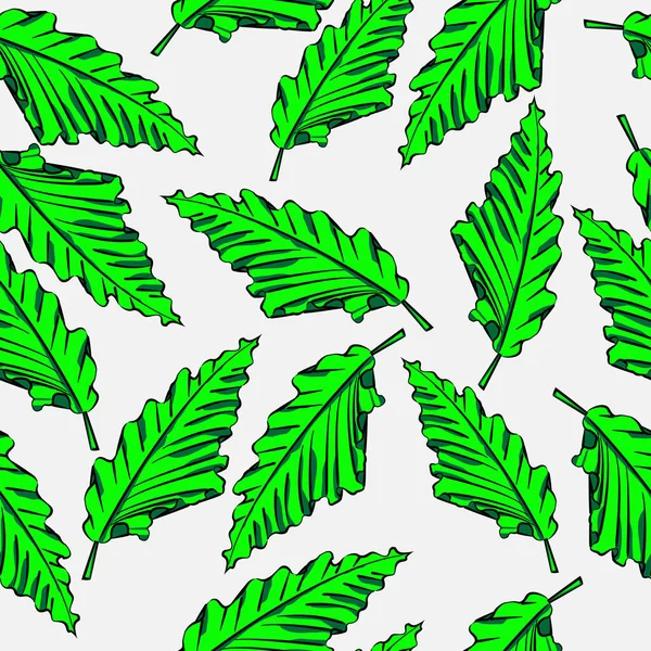 Anthurium Golfblad Groene Natuur Naadloos Patroon Met Witte Achtergrond — Stockvector