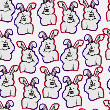 Tavşan Umutsuzluğu ve pişmanlık ifadesi, tavşan pişmanlığı, hayvan pişmanlığı, sevimli tövbe, evcil hayvan, gülümseme, eğlence, çizgi film kusursuz desen, pişmanlık, keder, vicdan azabı