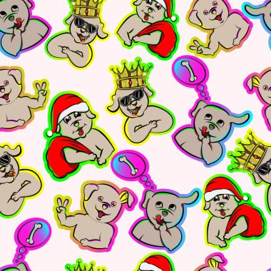 Cute dog diverse activity, white background hand drawn seamless pattern cartoon , can be used for t-shirt print, kids wear fashion design, fabric, web, wallpaper vector