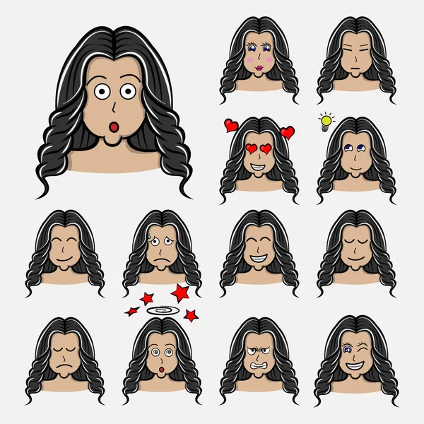 Mulher De Cabelo Curto Faz Emoções. Expressão Facial. Avatar