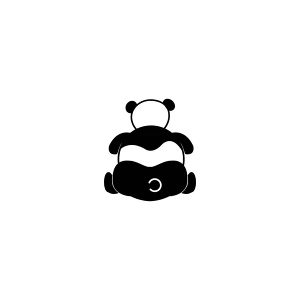 Geri Panda Logosu Şirin Maskot Ayı Karakter Komik Hayvan Çizimi — Stok Vektör