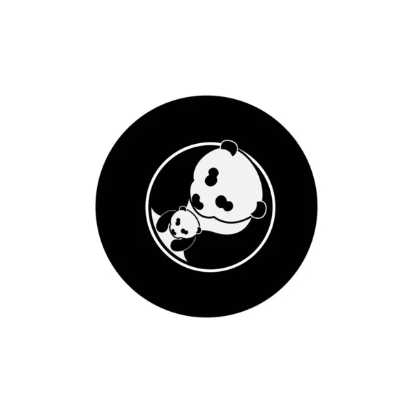 Panda Umarmung Baby Logo Illustration Niedlicher Bär Eltern Kümmern Baby — Stockvektor