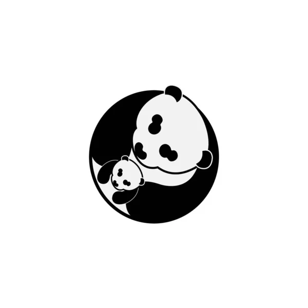 Logotipo Del Bebé Abrazo Panda Ilustración Lindo Oso Padre Cuidar — Vector de stock