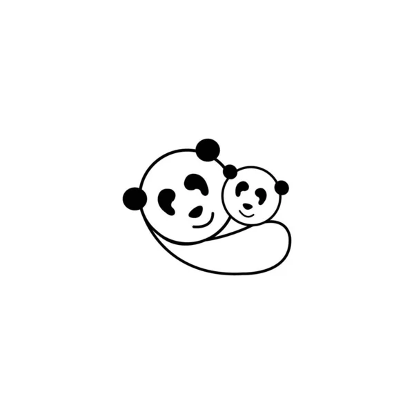 Panda Umarmung Baby Logo Illustration Niedlicher Bär Eltern Kümmern Baby — Stockvektor
