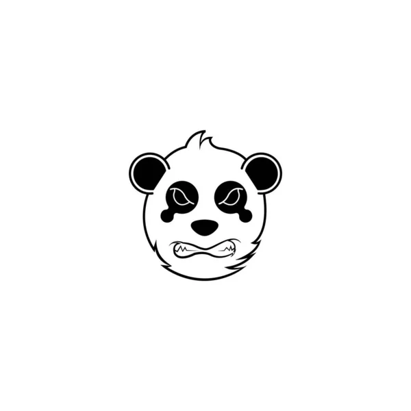 Panda Rosto Logotipo Feroz Vetor Urso Mascote Desenho Animado Personagem — Vetor de Stock