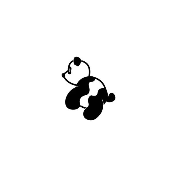Panda Docka Logotyp Söt Björn Tecknad Maskot Enkel Karaktär Klotter — Stock vektor