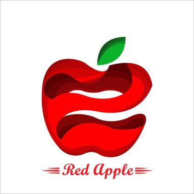 kırmızı elma logosu 3 boyut, şirketiniz için lüks maskot meyvesi, taze elma suyu.