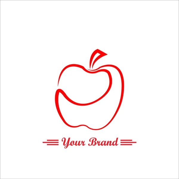 Logo Czerwonego Jabłka Proste Owoc Maskotki Dla Twojej Firmy Świeże — Wektor stockowy