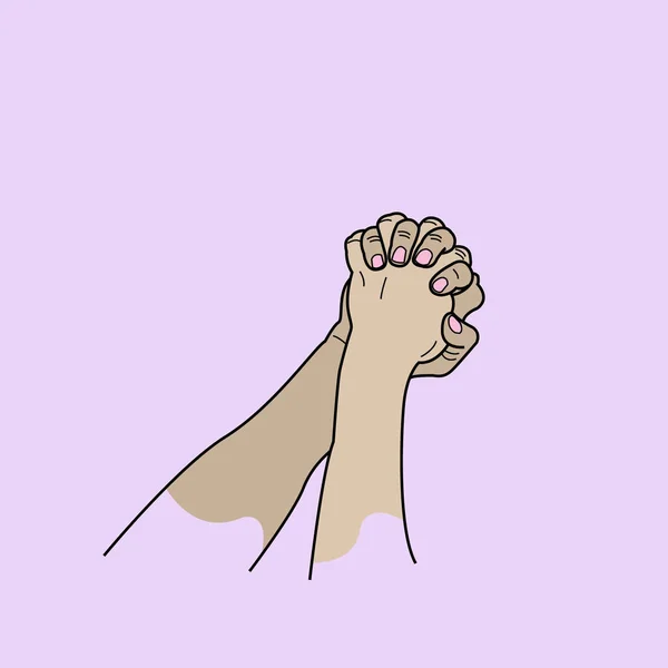 Tomados Mano Expresar Amor Ilustración Solidaridad Con Estilo Dibujado Mano — Vector de stock