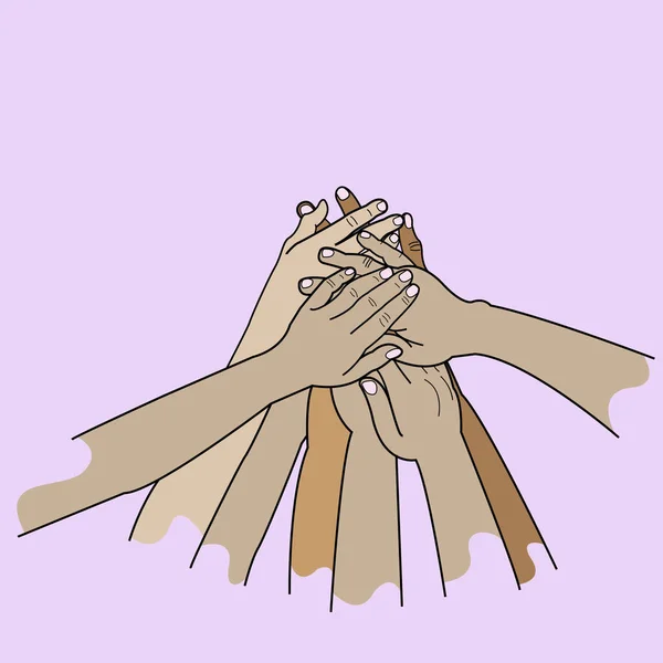 Κρατώντας Χέρια Εικονογράφηση Αλληλεγγύη Χέρι Που Στυλ — Διανυσματικό Αρχείο