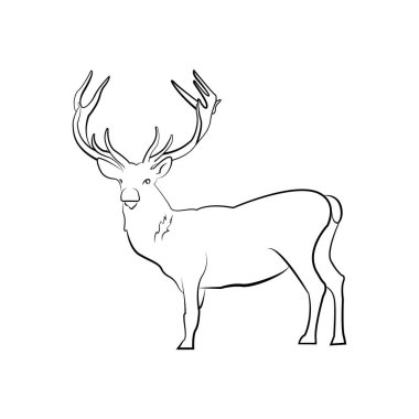 Geyik boynuzu çizgisi sanat silueti Noel