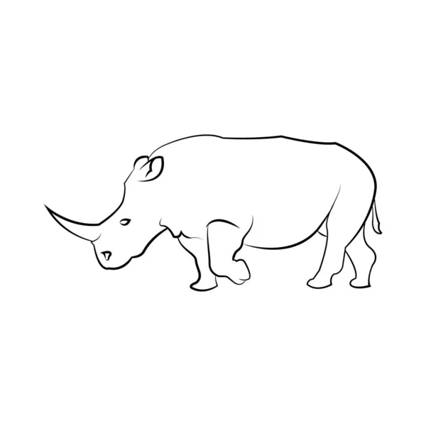 Rinoceronte Rinoceronte Corno Corno Mammifero Grande Estinzione Parco Deserto Forte — Vettoriale Stock