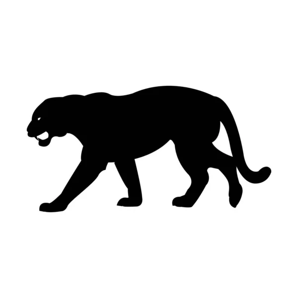 Пантера Леопарда Охотник Темный Силуэт Животного Африки Охотник Ягуаров Запустить — стоковый вектор