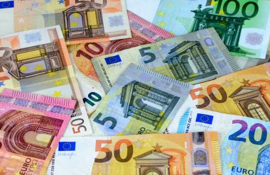 Avrupa para birimi euro banknotlarıyla arka plan. Para dokusu