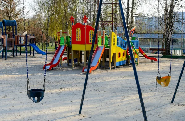 Patio Recreo Vacío Que Está Prohibido Visitar Durante Período Cuarentena — Foto de Stock