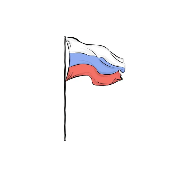 Russische Vlag Wapperend Wind — Stockvector