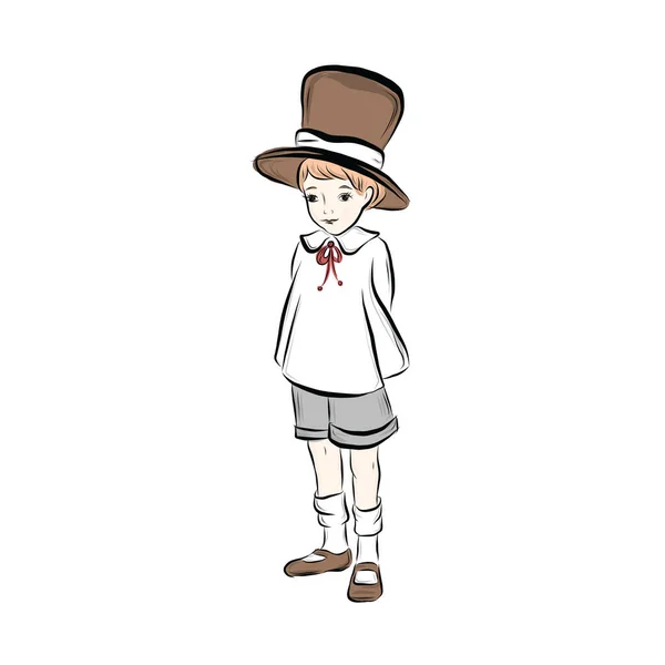 Silindir Şapkalı Küçük Çocuk — Stok Vektör