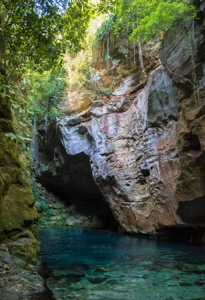 Blue Enchant Encanto Azul Natural Swimming Pool Snorkelling Spot Chapada — Stock Photo, Image