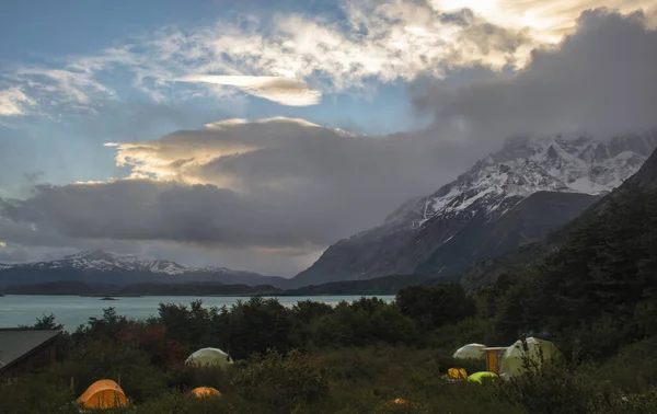 Los Cuernos Campsite Refugio Γυρίστηκε Κατά Διάρκεια Του Trekking Circuit — Φωτογραφία Αρχείου