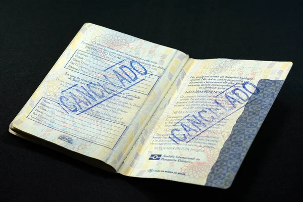 Brazilian Passport Cancelled Authorities Stamp — Stock Photo, Image