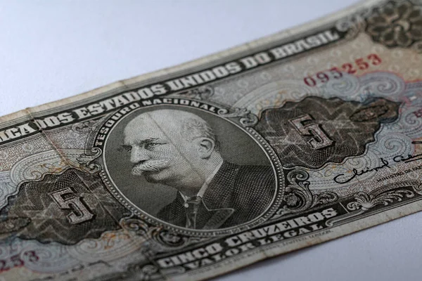 Détail Billet Cruzeiros Une Vieille Monnaie Brésilienne — Photo