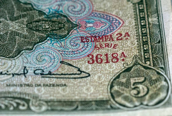 Detalii Despre Bancnotă Cruzeiros Veche Monedă Braziliană — Fotografie, imagine de stoc
