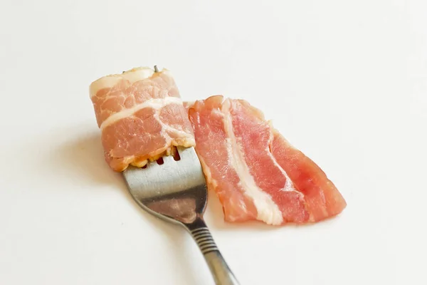 Serrano ham on white — Stock Photo, Image